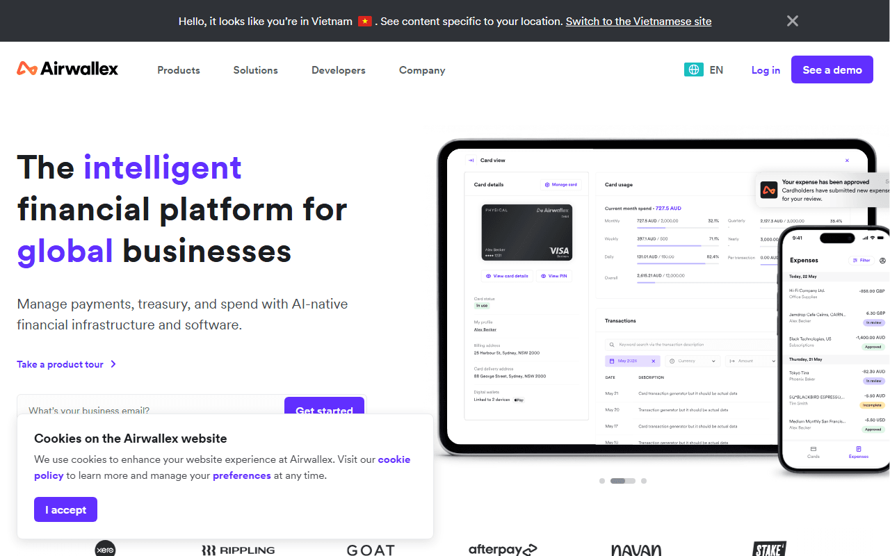Airwallex sponsor landing page advertised on The Twenty Minute VC (20VC): Venture Capital | Startup Funding | The Pitch