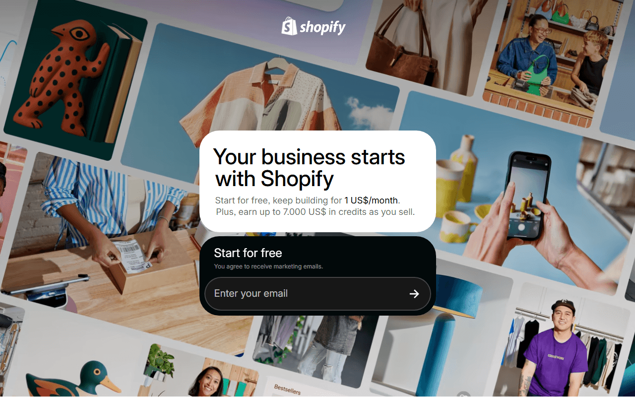 Shopify sponsor landing page advertised on The Iced Coffee Hour