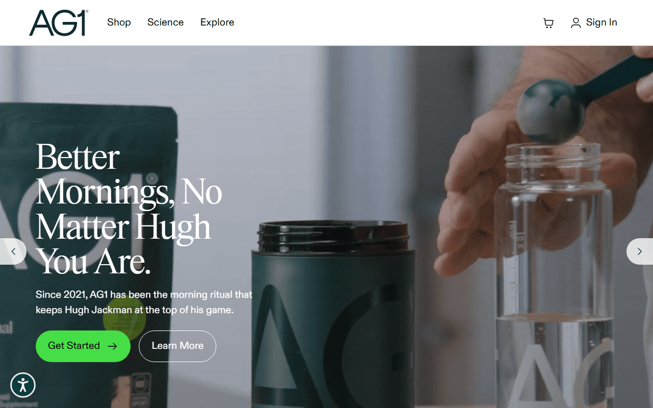 AG1 sponsor landing page advertised on Modern Wisdom