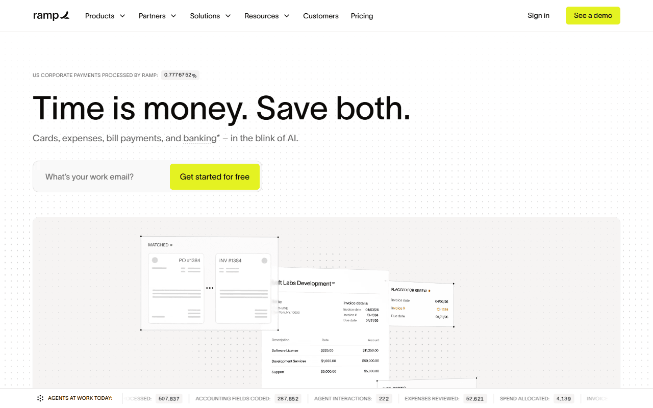 Ramp sponsor landing page advertised on Technology Brothers