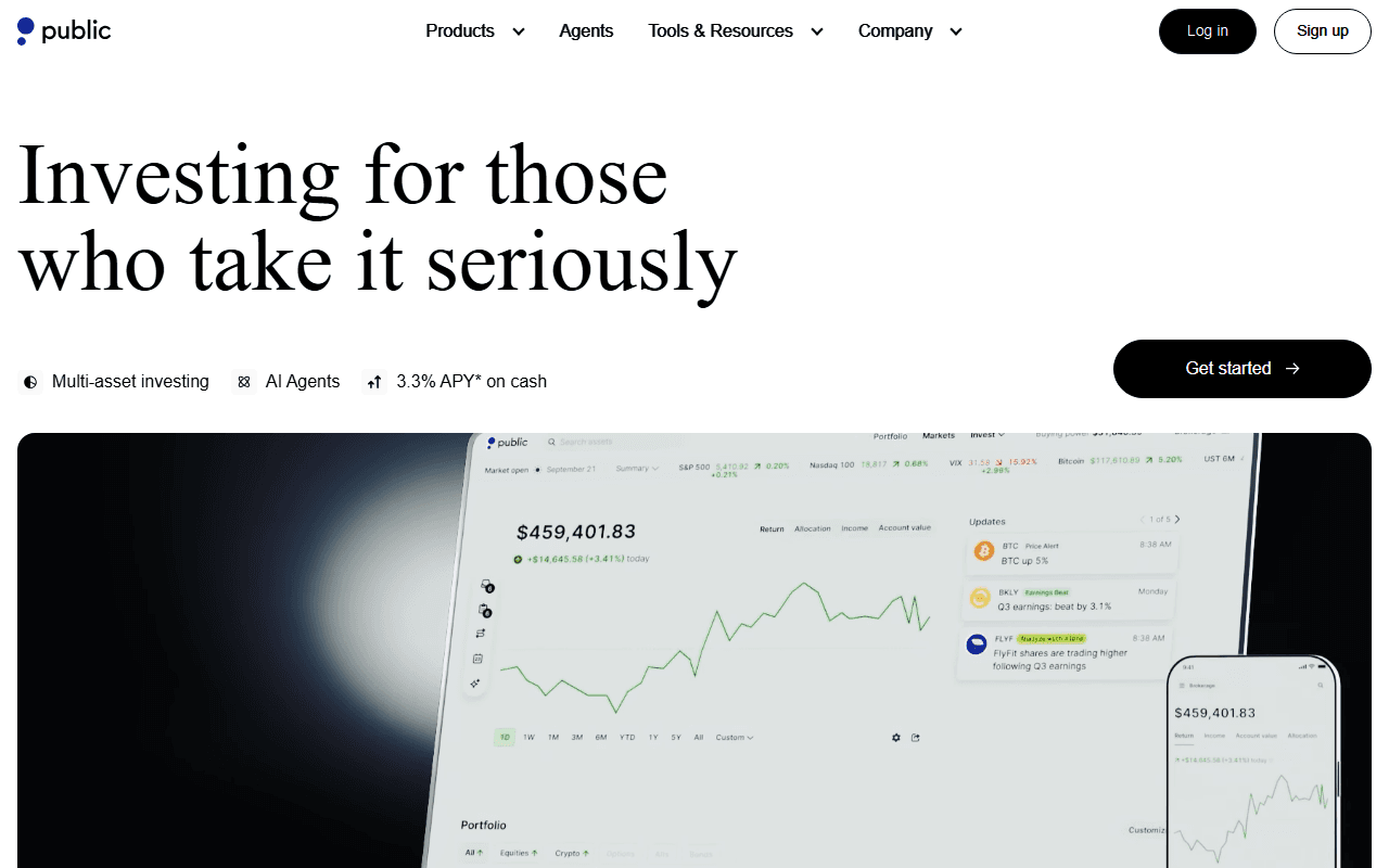 Public.com sponsor landing page advertised on Technology Brothers