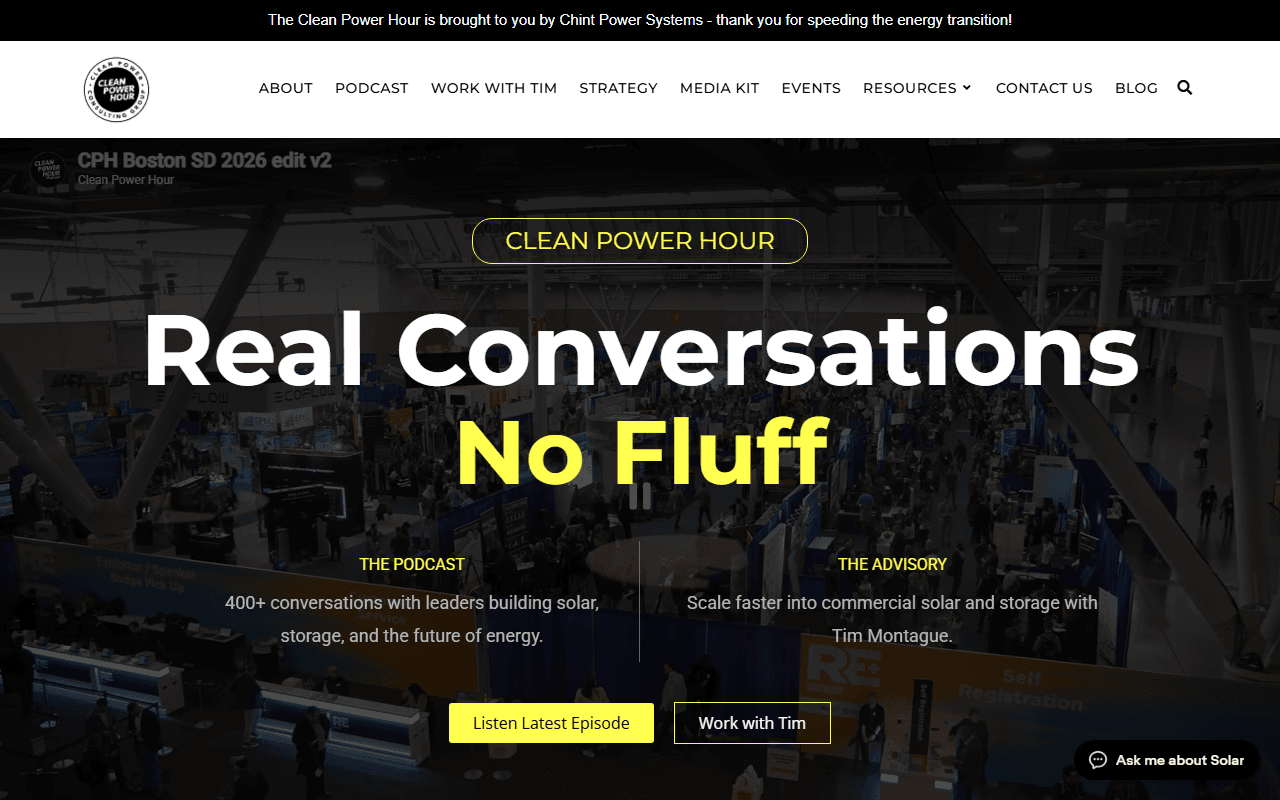 Commercial Solar Accelerator sponsor landing page advertised on Clean Power Hour