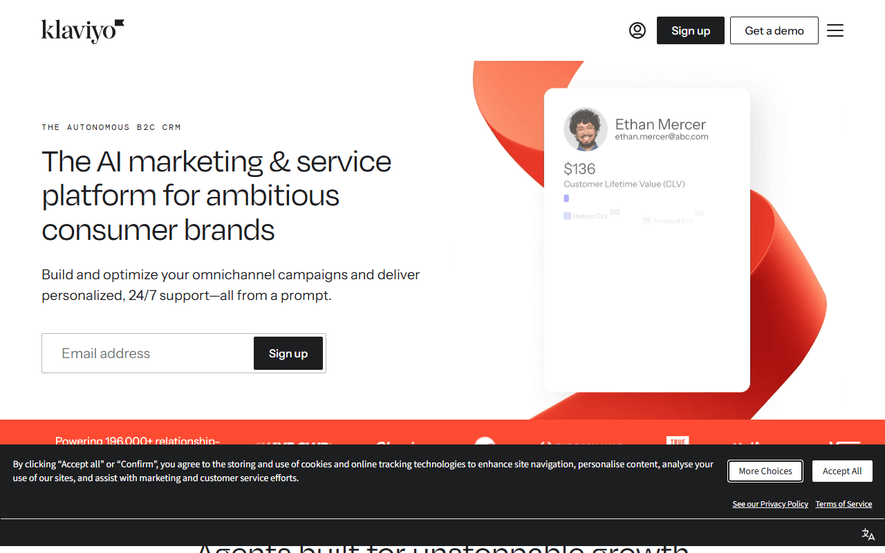 Klaviyo sponsor landing page advertised on The Vergecast