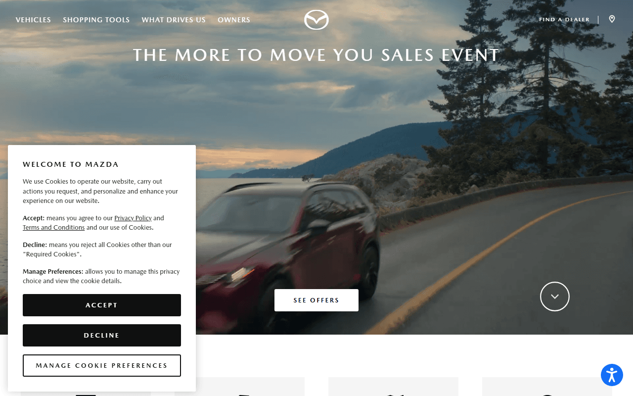 Mazda sponsor landing page advertised on Dateline NBC