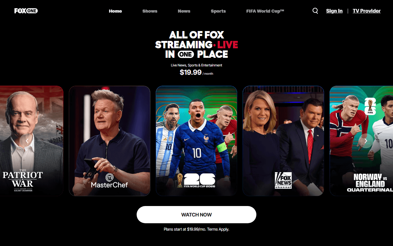 Fox One sponsor landing page advertised on PBD Podcast