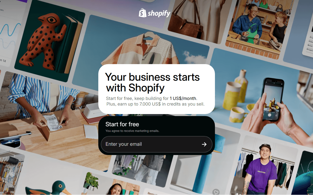 Shopify sponsor landing page advertised on Call Her Daddy