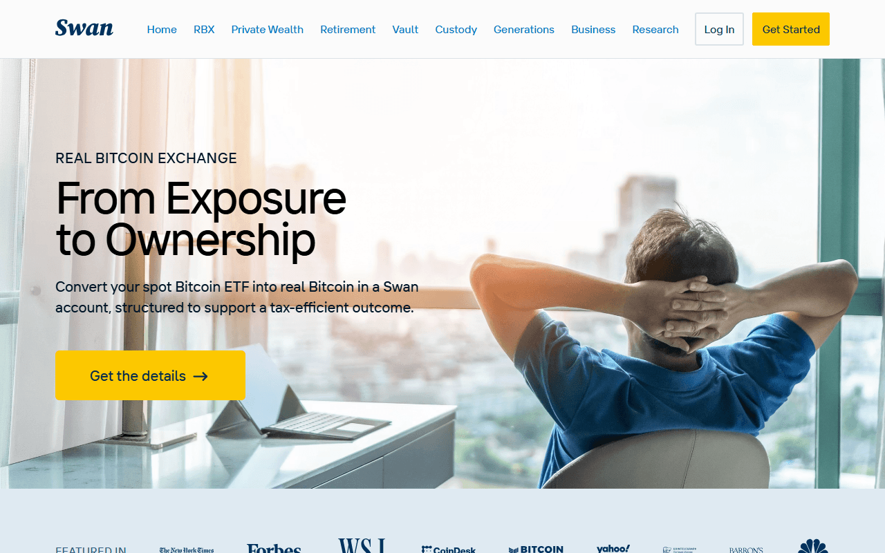 Swan sponsor landing page advertised on What Bitcoin Did