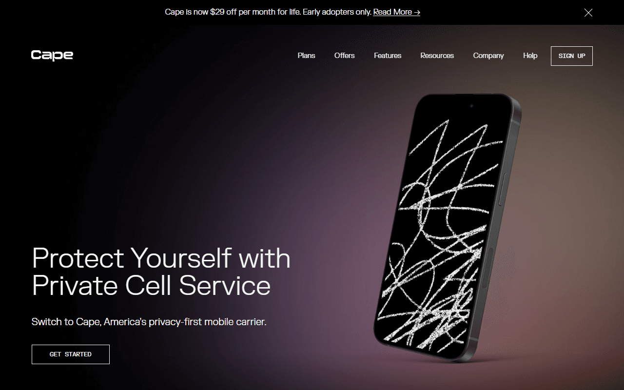 Cape sponsor landing page advertised on Unchained