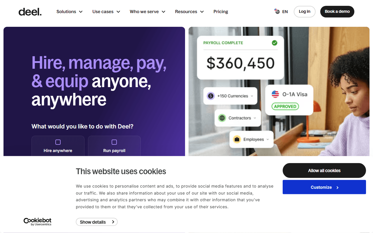 Deel sponsor landing page advertised on David Senra