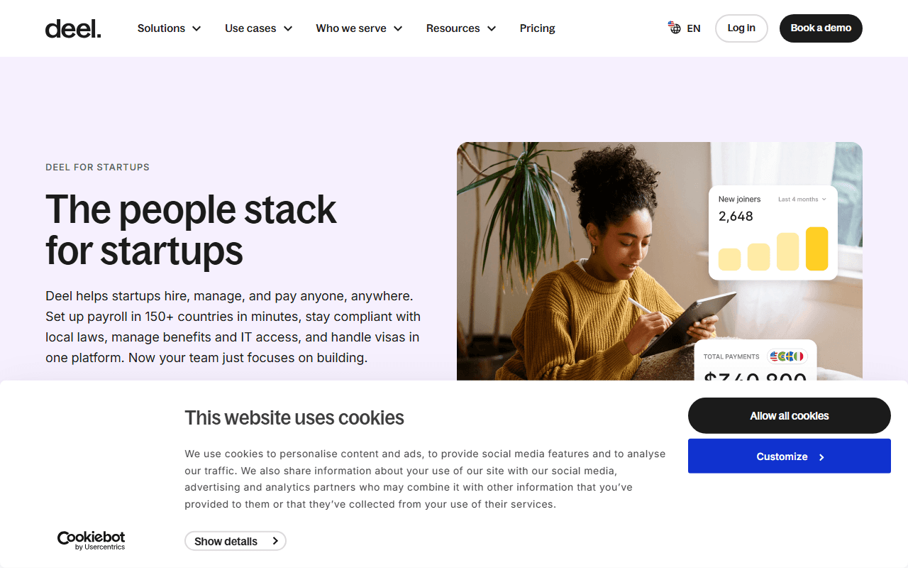 Deel sponsor landing page advertised on This Week in Startups