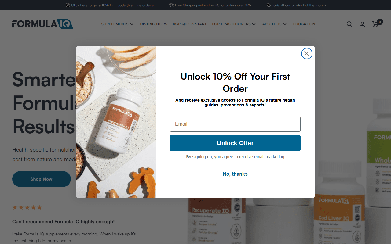Formula IQ sponsor landing page advertised on Boundless Life