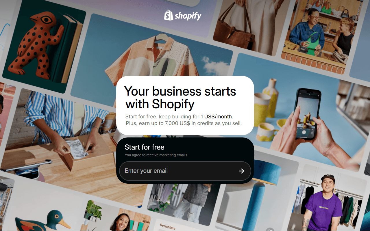 Shopify sponsor landing page advertised on The Iced Coffee Hour