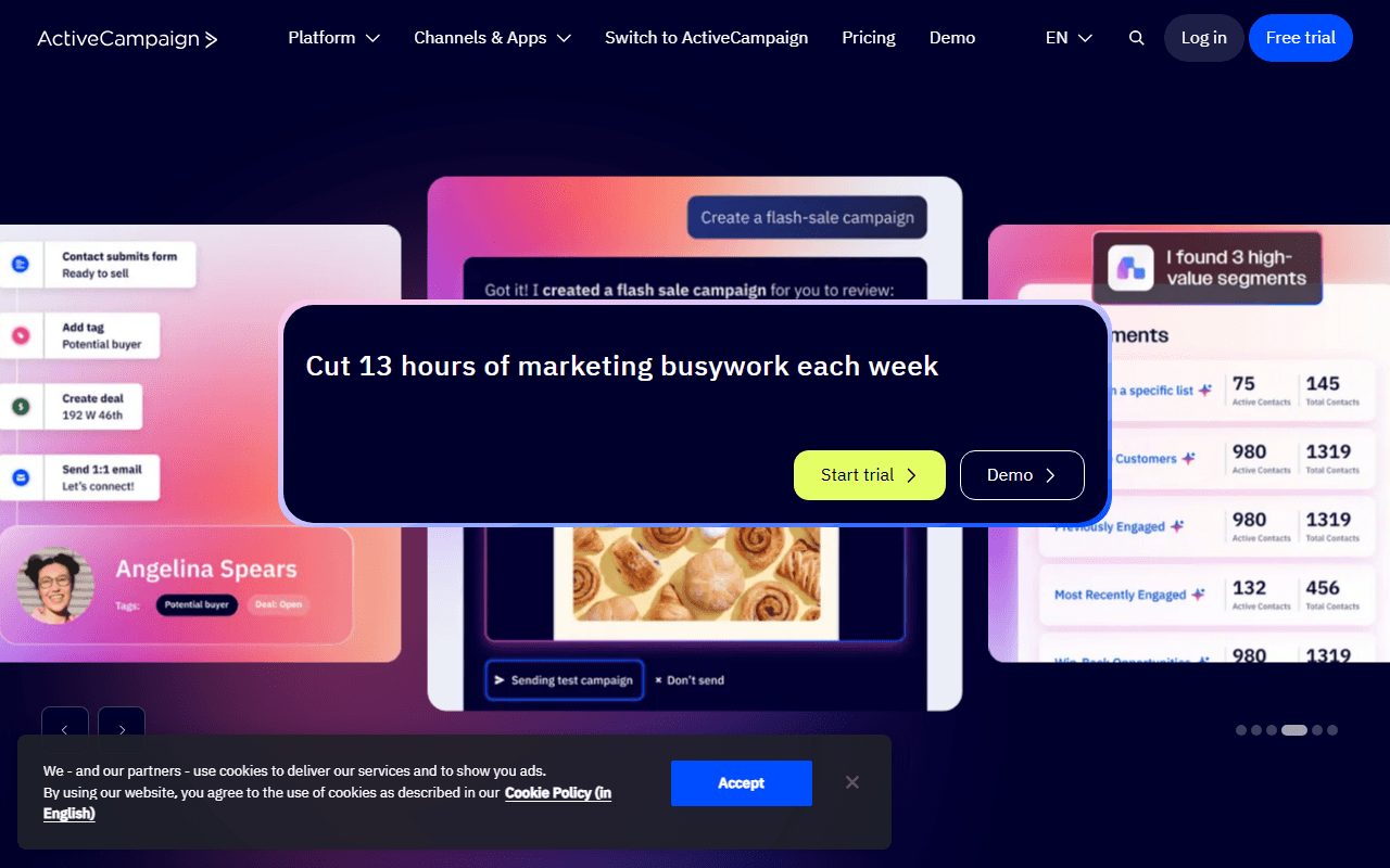 ActiveCampaign sponsor landing page advertised on Planet Money