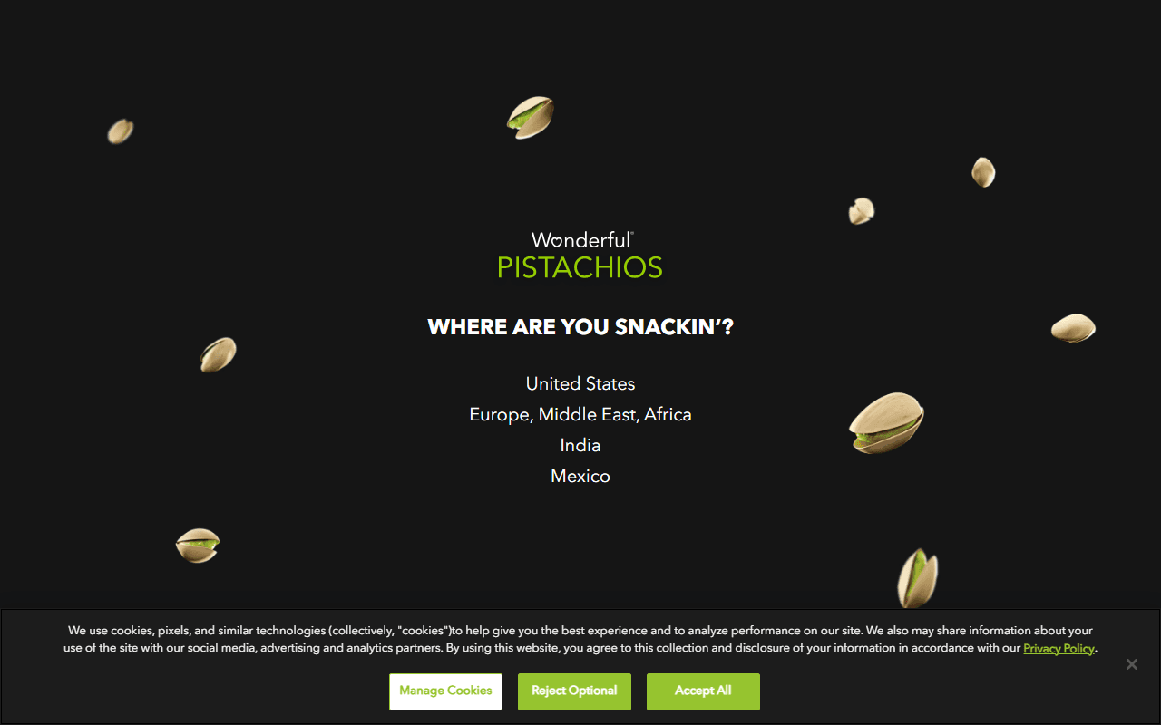 Wonderful Pistachios sponsor landing page advertised on Conan O’Brien Needs A Friend