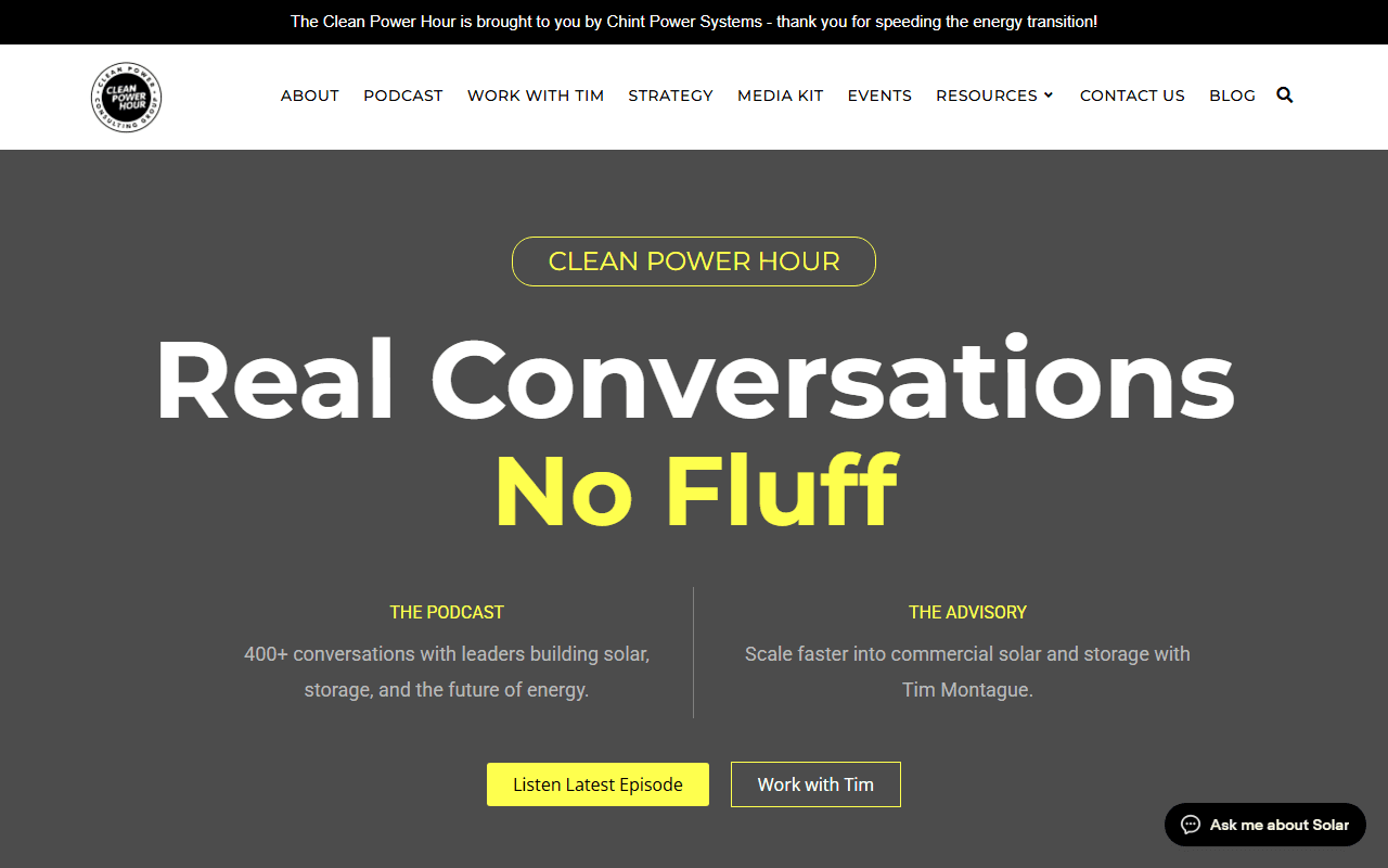 Commercial Solar Accelerator sponsor landing page advertised on Clean Power Hour