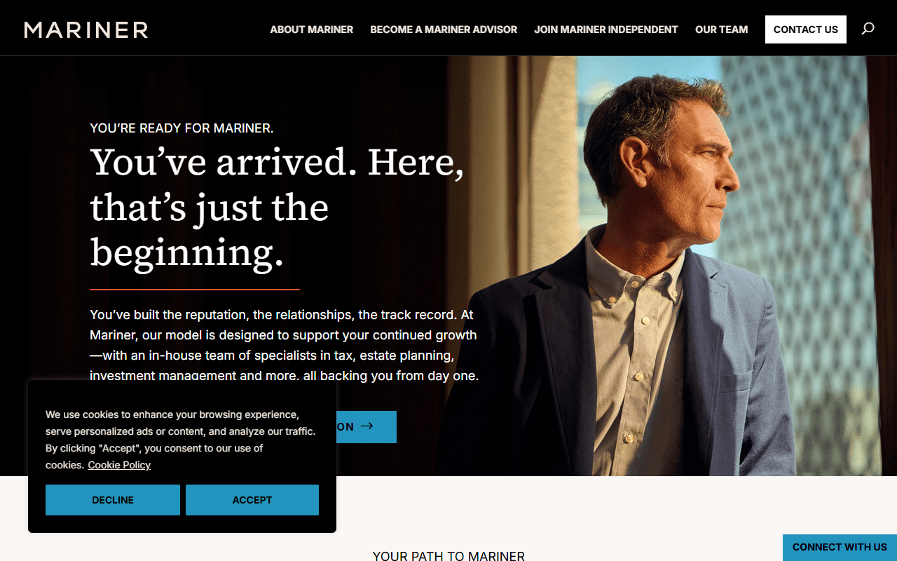 Mariner sponsor landing page advertised on The Journal.