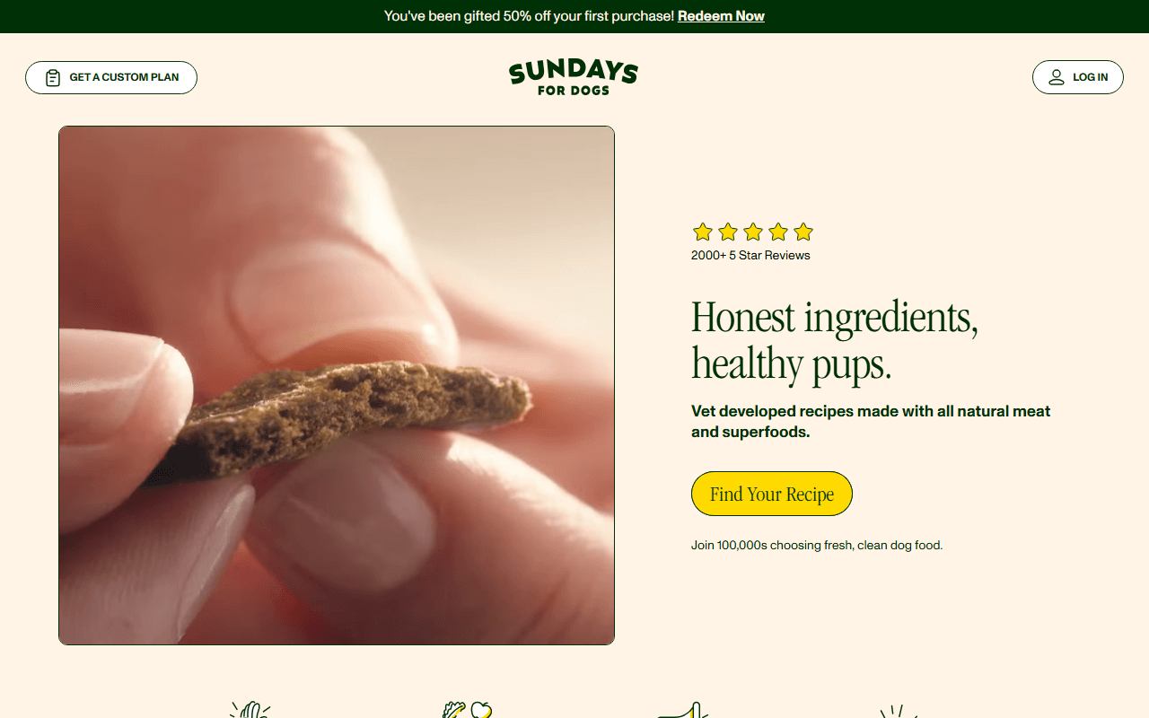 Sundays sponsor landing page advertised on The Dan Bongino Show