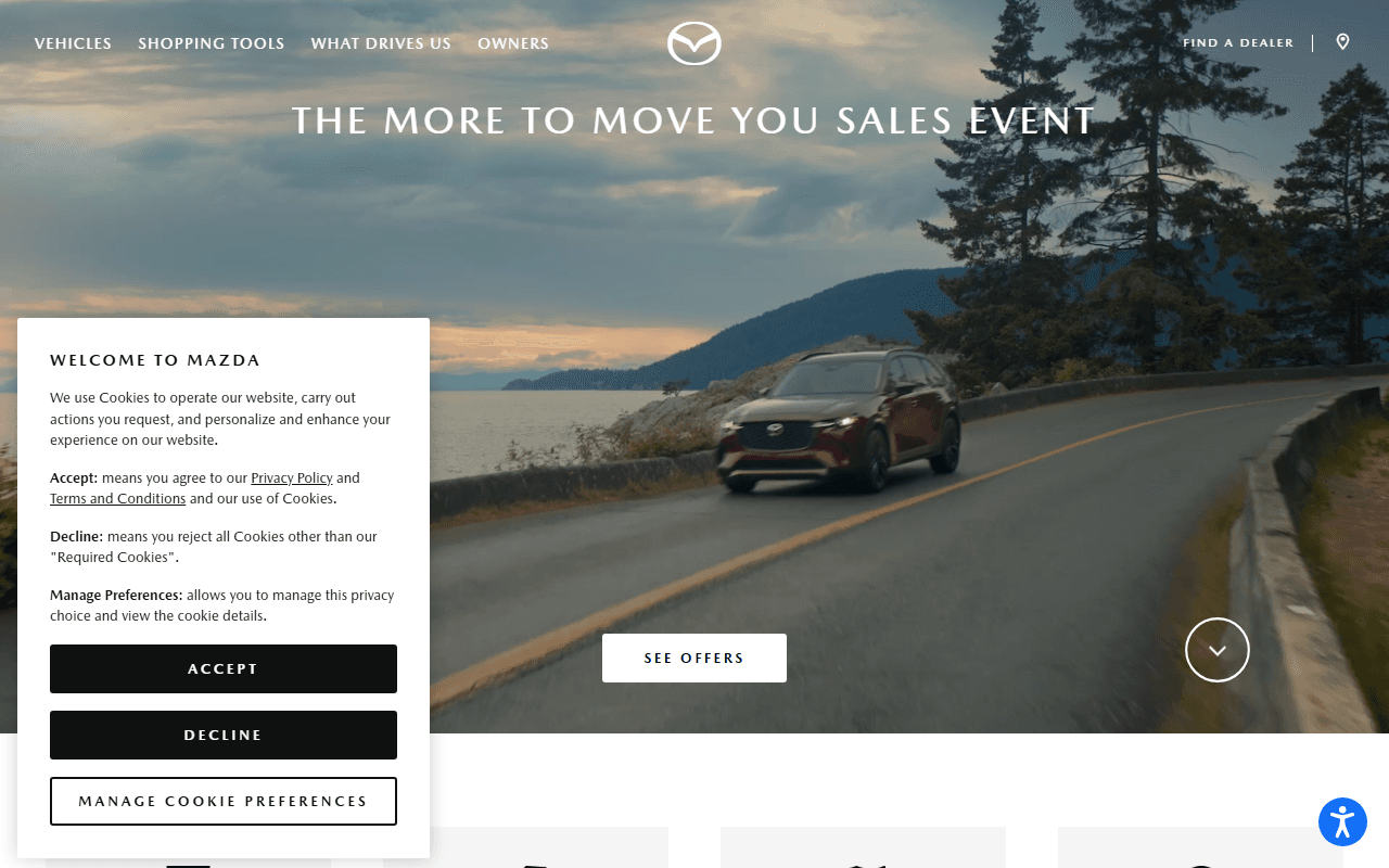Mazda sponsor landing page advertised on Dateline NBC