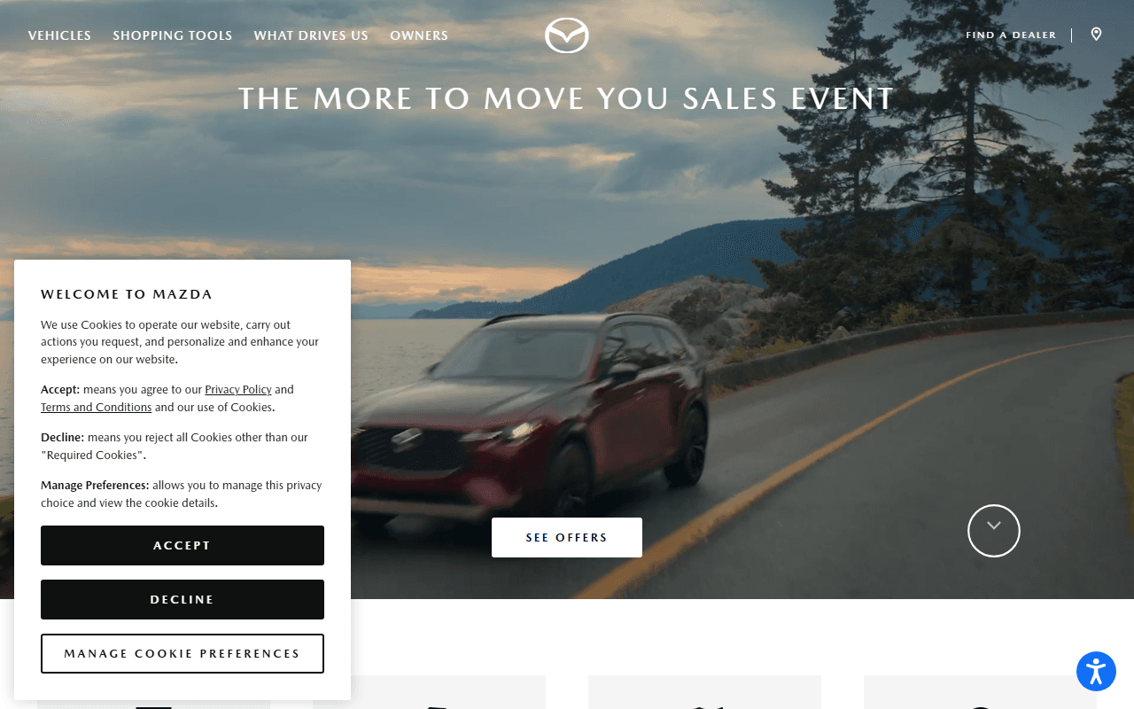 Mazda sponsor landing page advertised on Dateline NBC