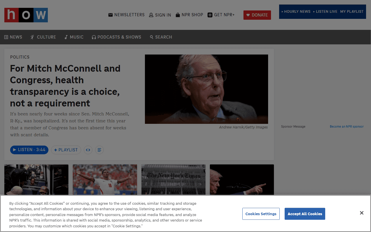 Amazon Prime sponsor landing page advertised on NPR News Now