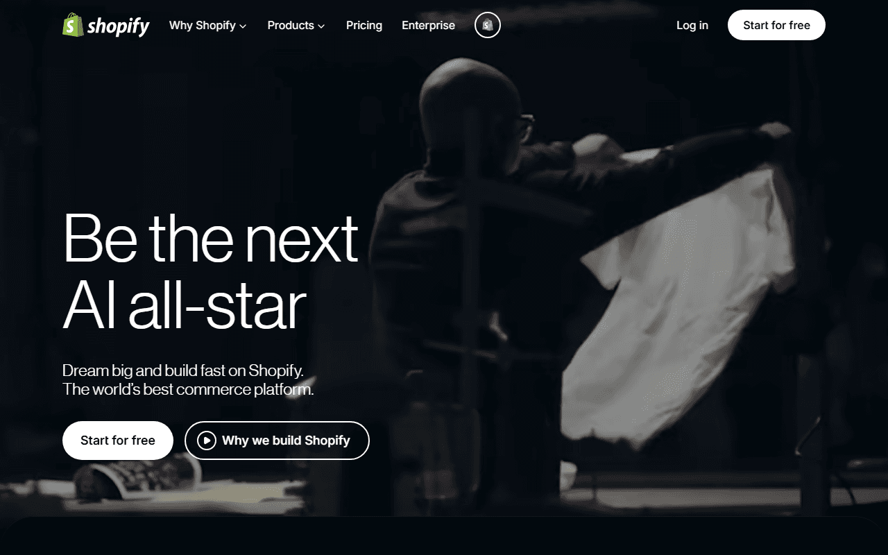 Shopify sponsor landing page advertised on The James Altucher Show