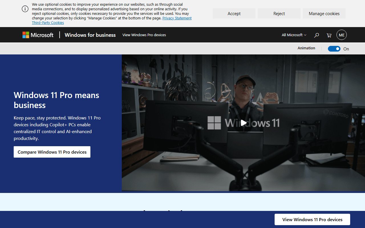 Windows sponsor landing page advertised on Odd Lots