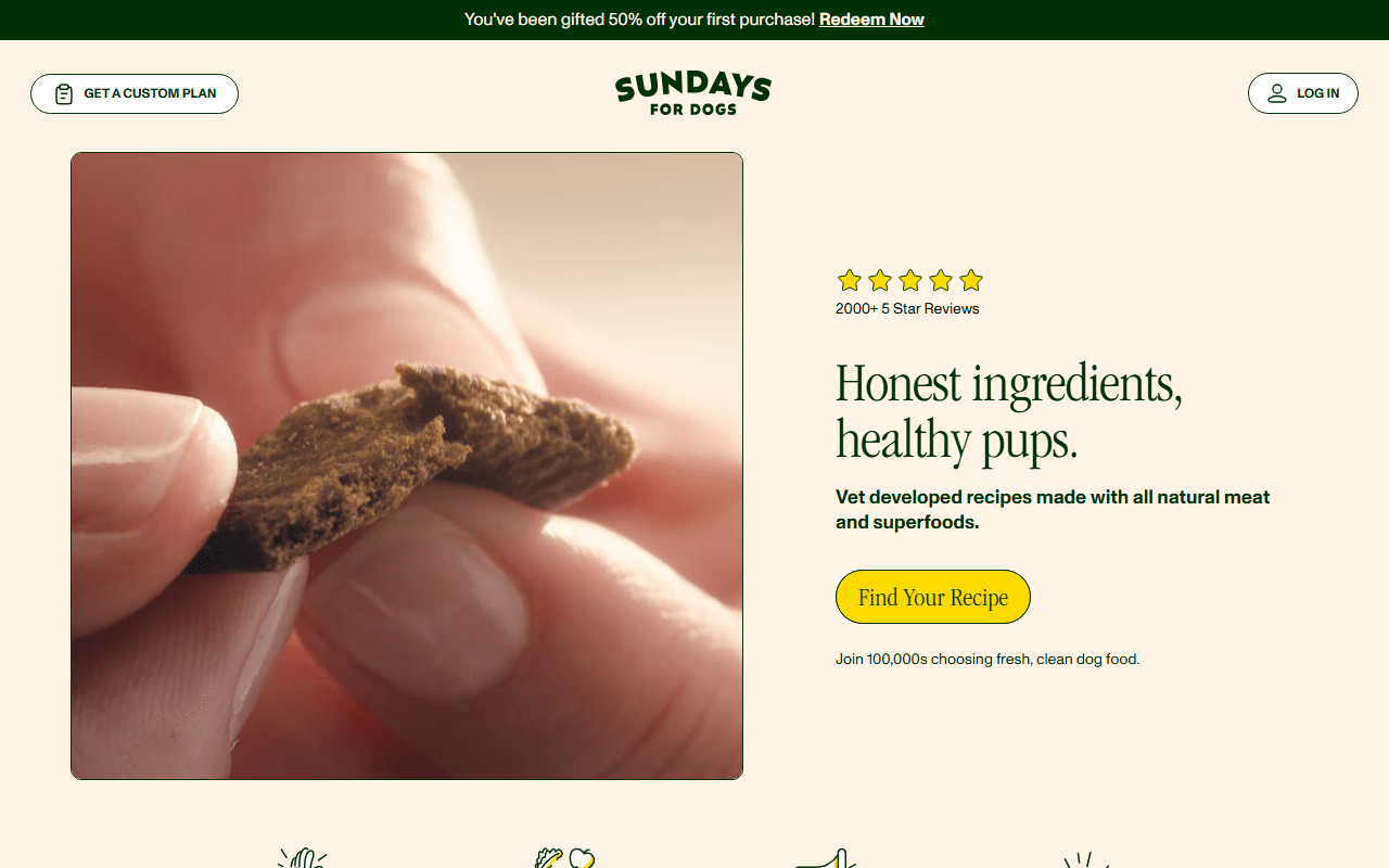 Sundays sponsor landing page advertised on Pod Save America