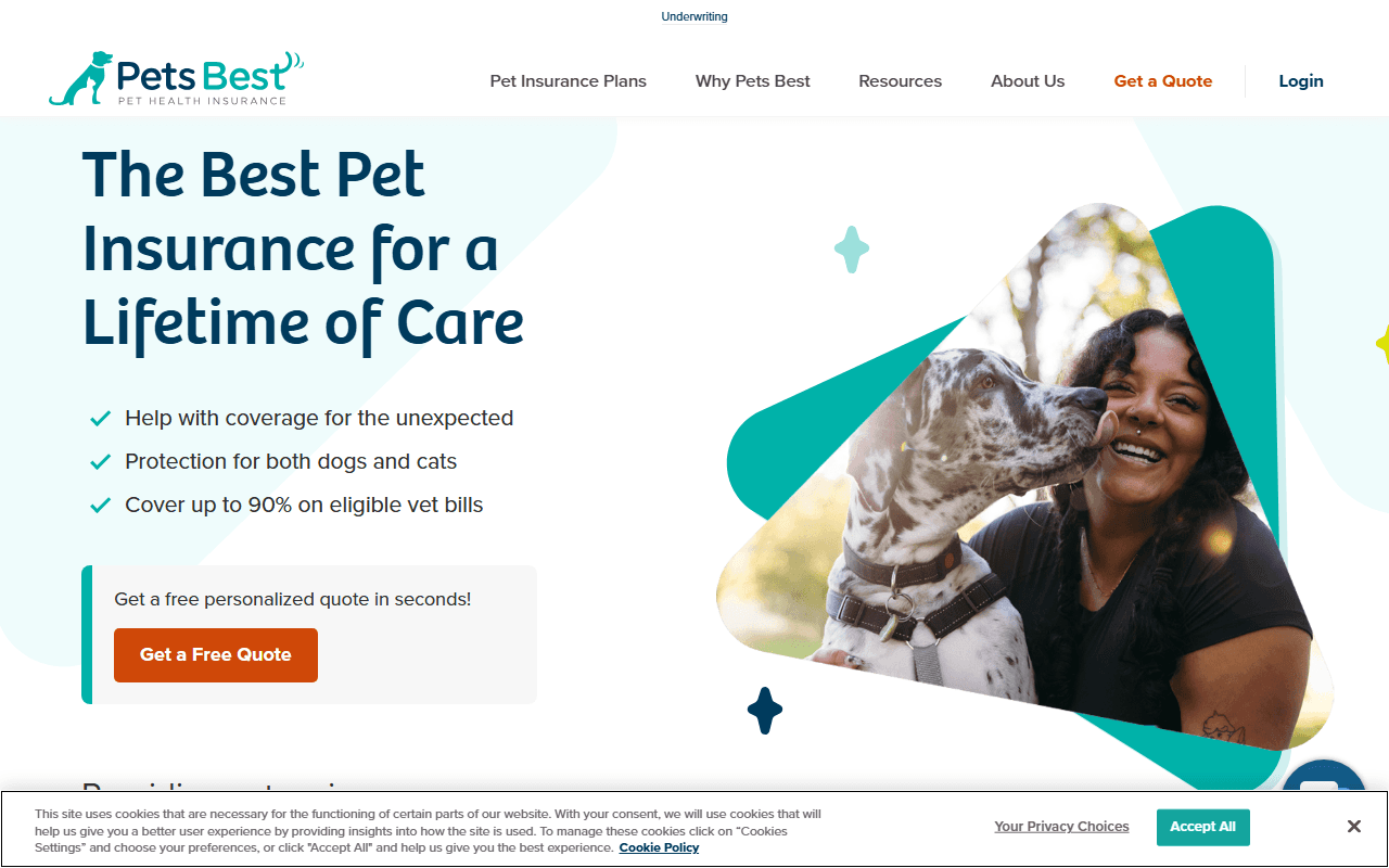 Pets Best Insurance sponsor landing page advertised on Breaking Points with Krystal and Saagar