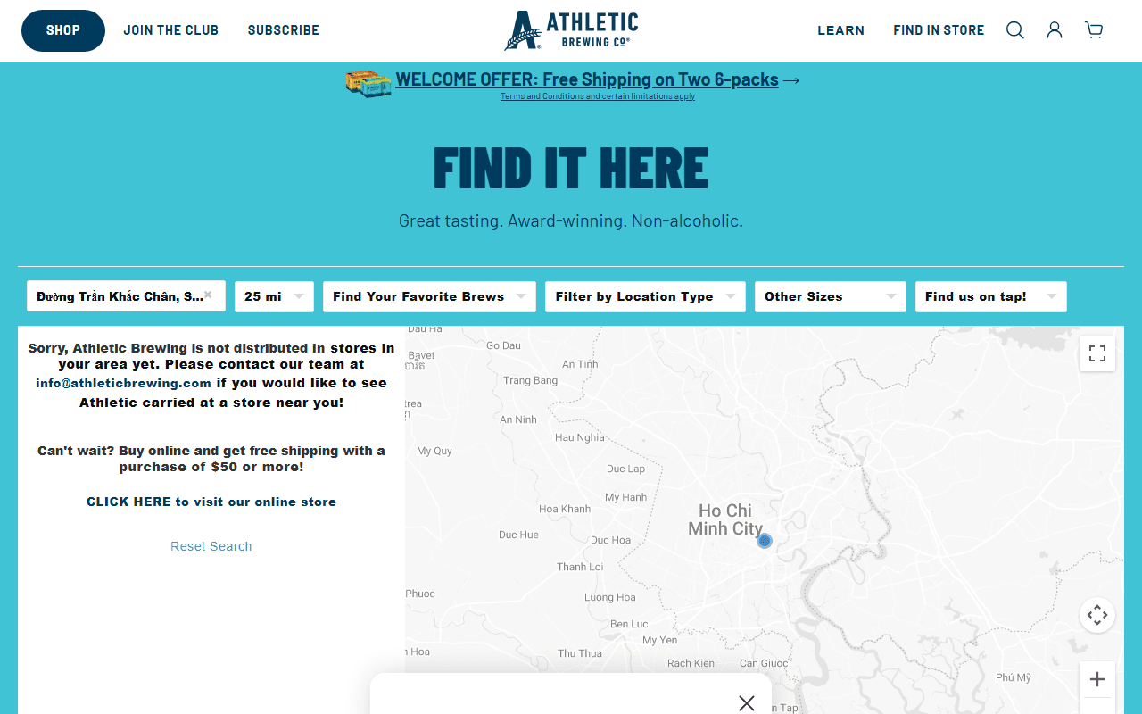 Athletic Brewing Company sponsor landing page advertised on Modern Wisdom