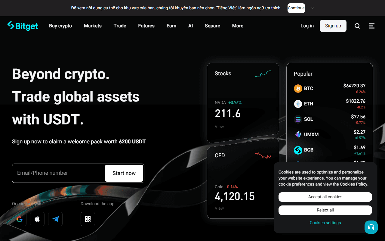 Bitget sponsor landing page advertised on The Pomp Podcast