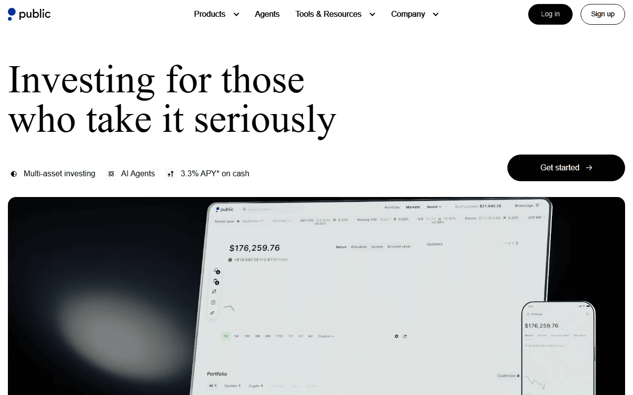 Public.com sponsor landing page advertised on Technology Brothers