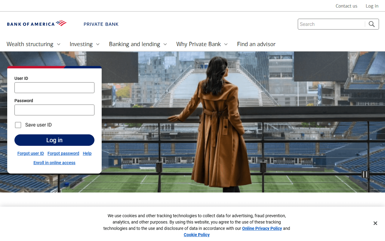 Bank of America Private Bank sponsor landing page advertised on The Daily