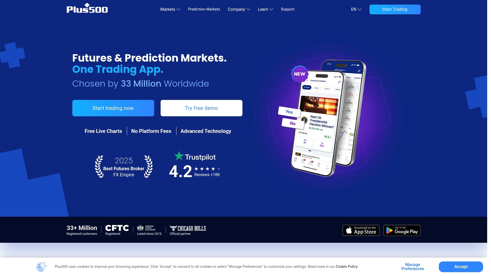 Plus 500 sponsor landing page advertised on We Study Billionaires - The Investor’s Podcast Network