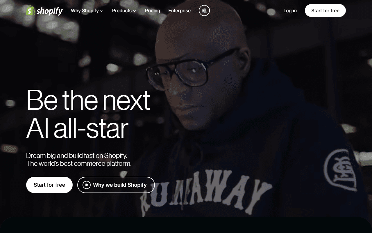 Shopify sponsor landing page advertised on We Study Billionaires - The Investor’s Podcast Network