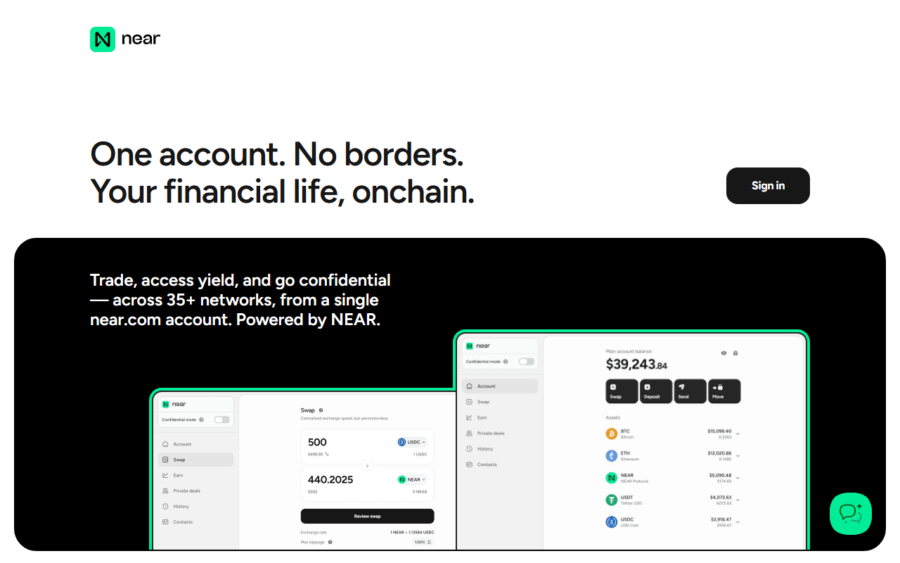 NEAR sponsor landing page advertised on DeFi By Design