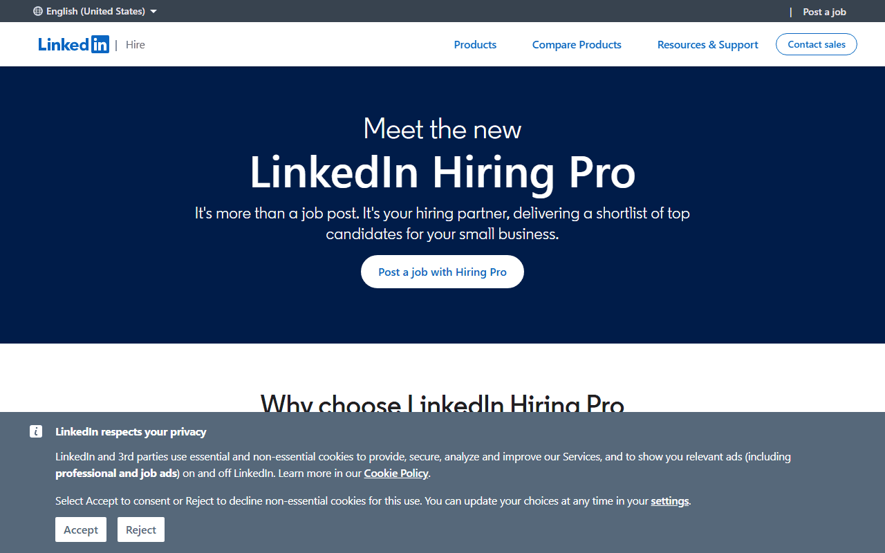 LinkedIn sponsor landing page advertised on The Bill Simmons Podcast