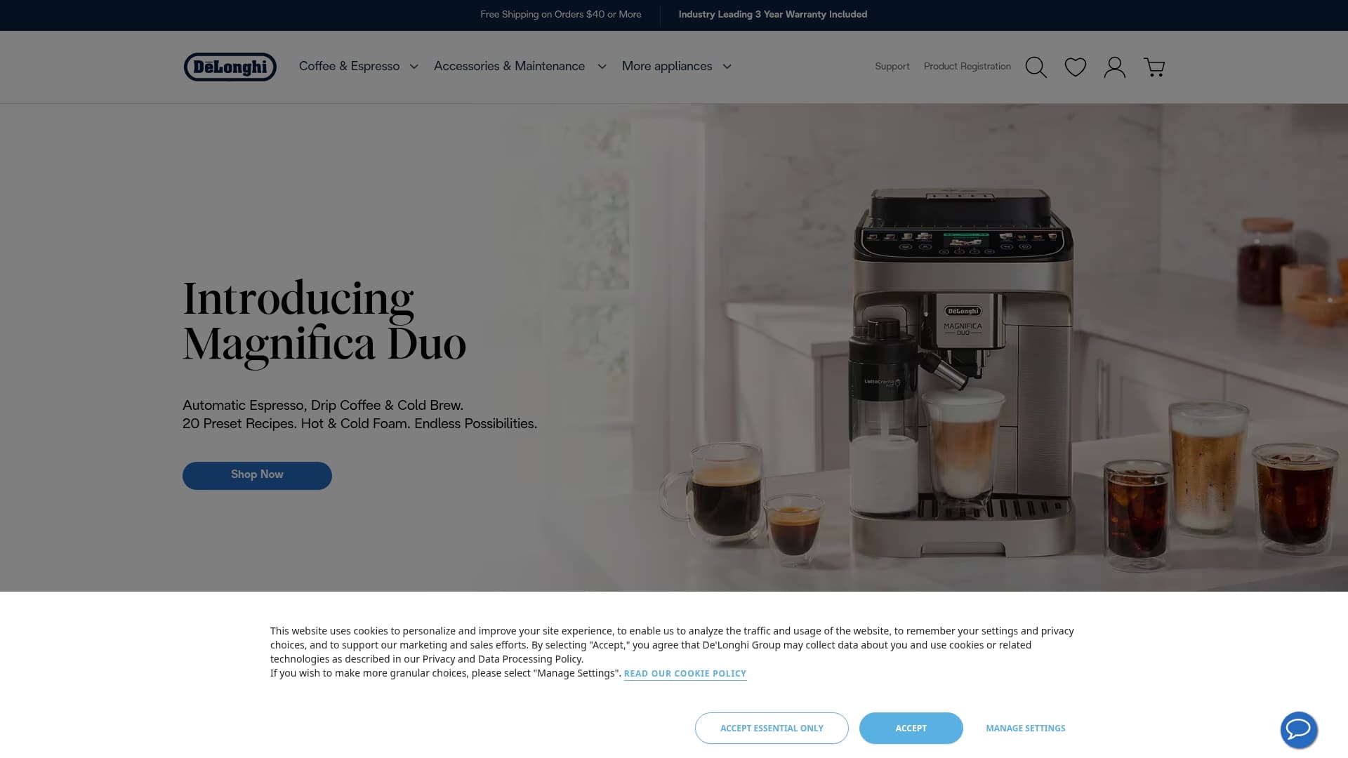 DeLonghi sponsor landing page advertised on SmartLess