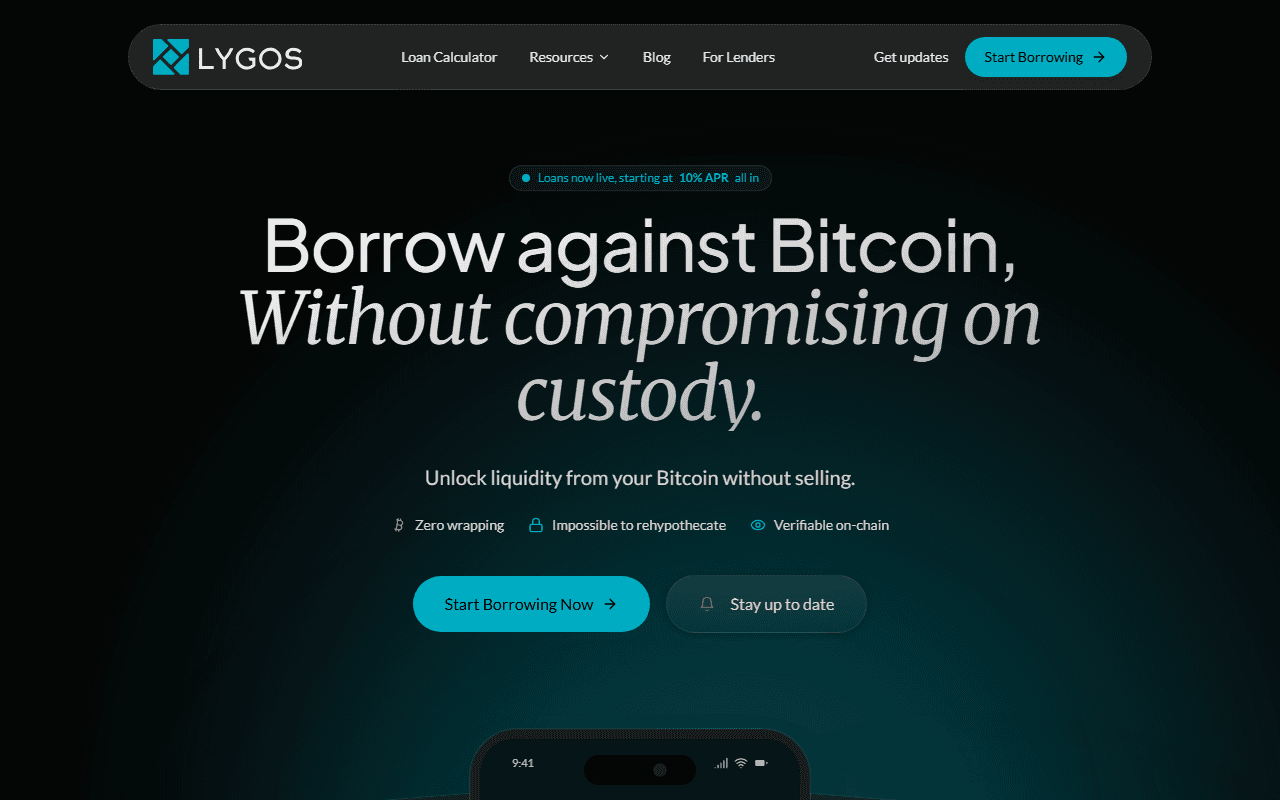 Lygos Finance sponsor landing page advertised on TFTC: A Bitcoin Podcast