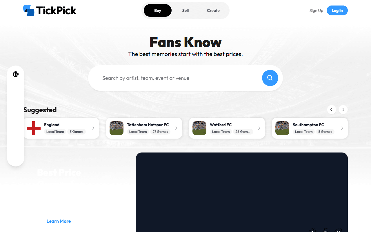 TickPick sponsor landing page advertised on Pardon My Take