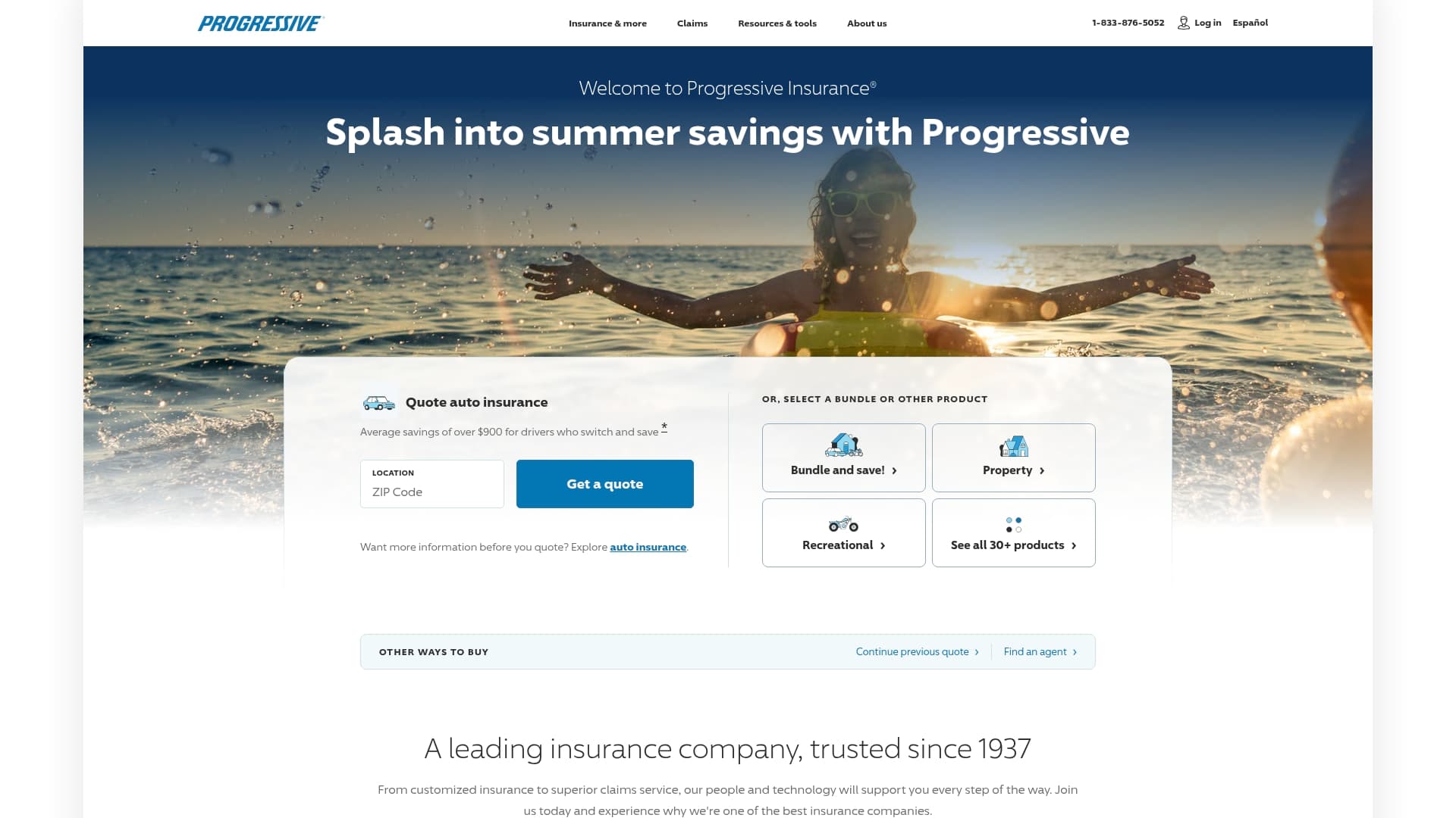 Progressive Insurance sponsor landing page advertised on The Daily Stoic