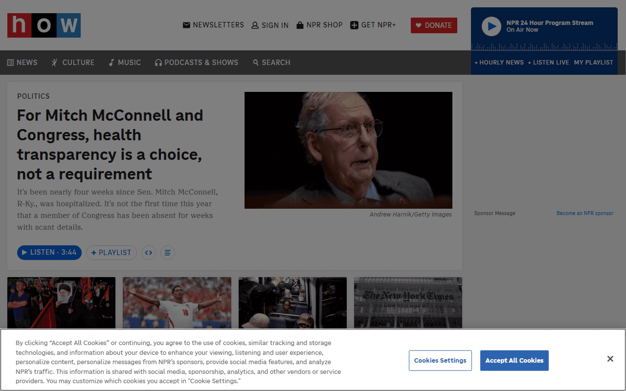 Amazon Music sponsor landing page advertised on NPR News Now
