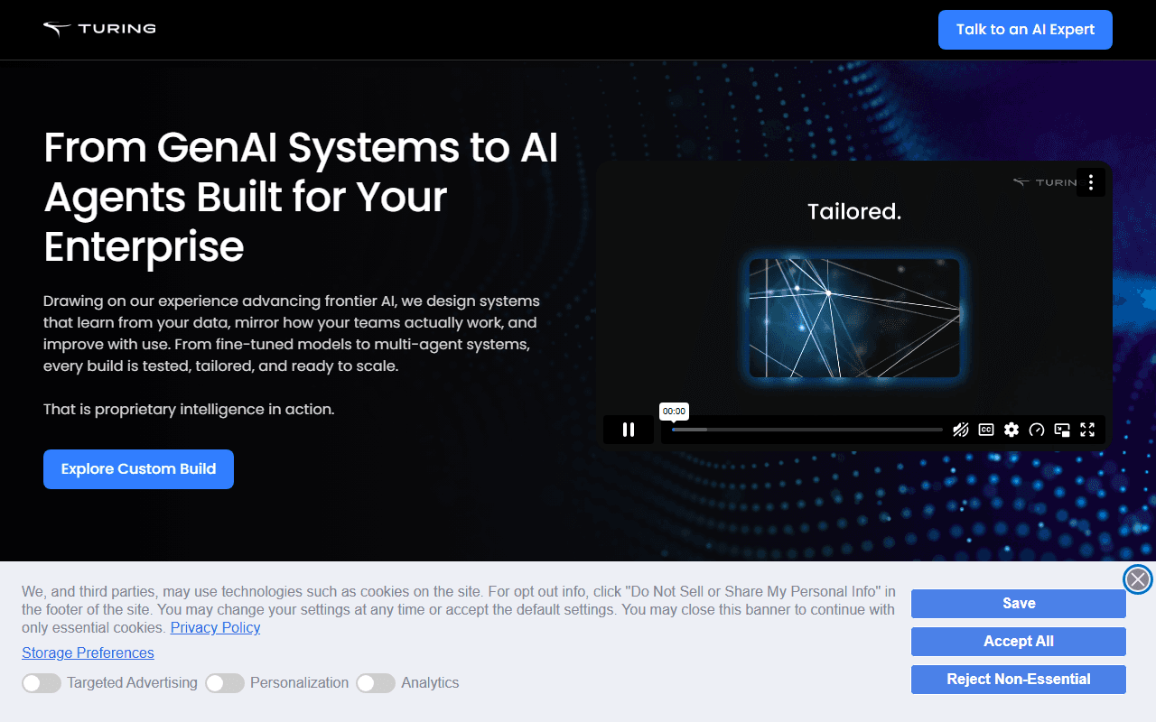 Turing sponsor landing page advertised on Sourcery