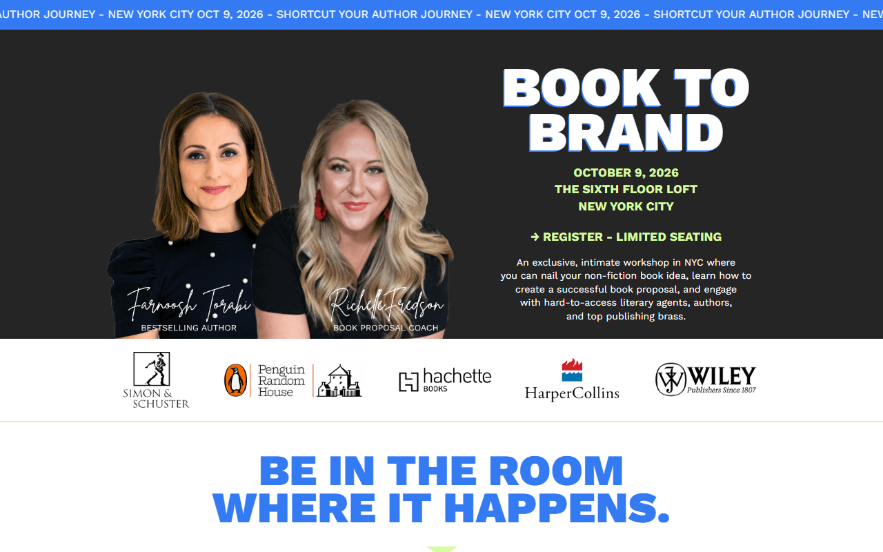Book to Brand sponsor landing page advertised on So Money with Farnoosh Torabi