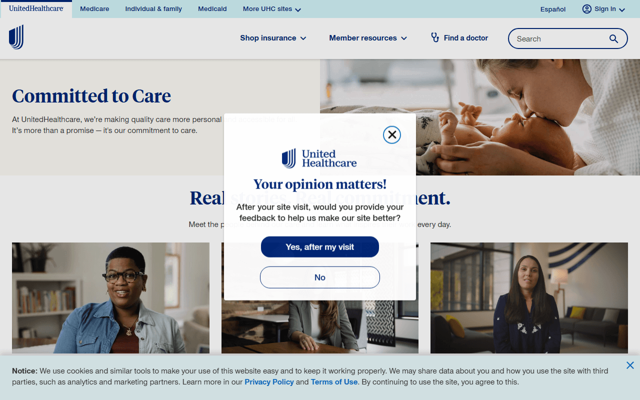 UnitedHealthcare sponsor landing page advertised on Morning Kombat