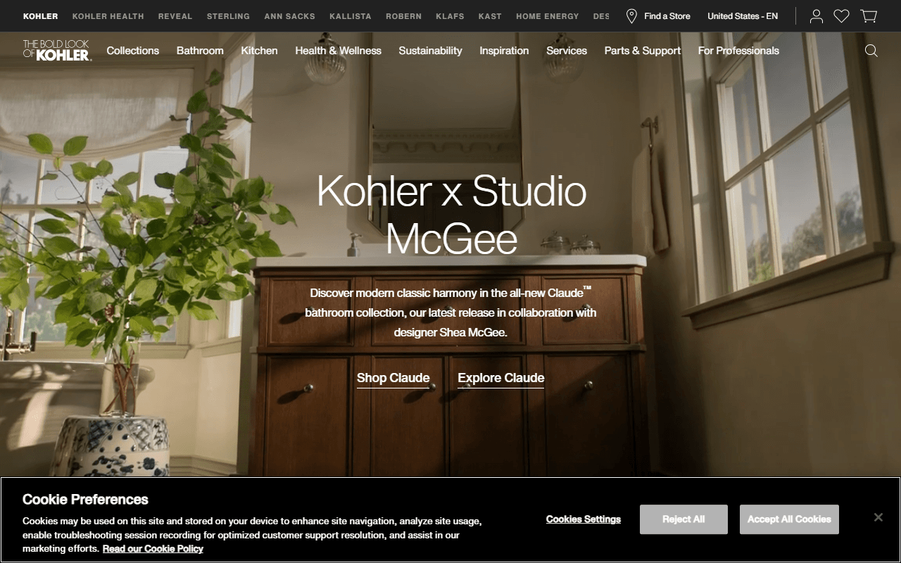 Kohler Cast Iron sponsor landing page advertised on Morning Kombat