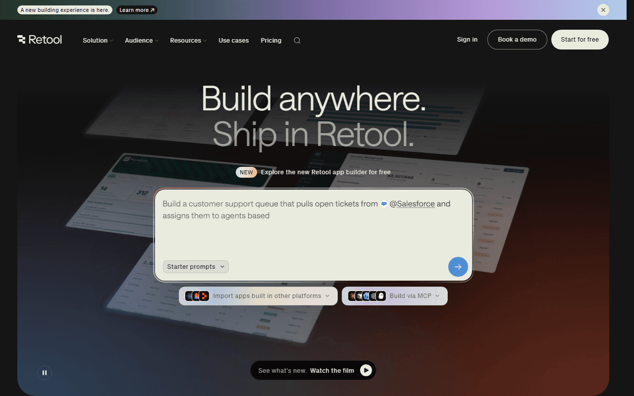 Retool sponsor landing page advertised on The Daily