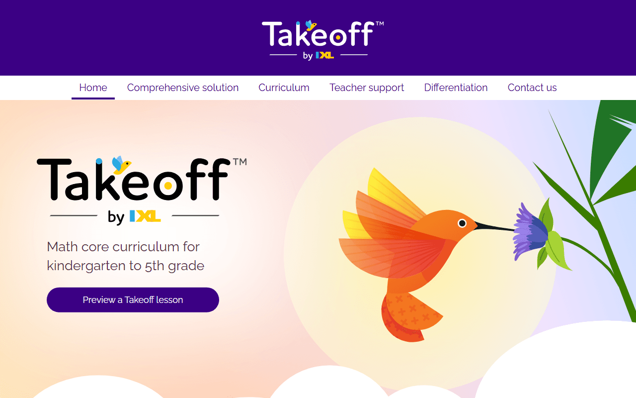 Takeoff by IXL sponsor landing page advertised on Pop Culture Happy Hour