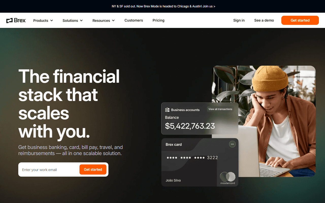Brex sponsor landing page advertised on The Generalist