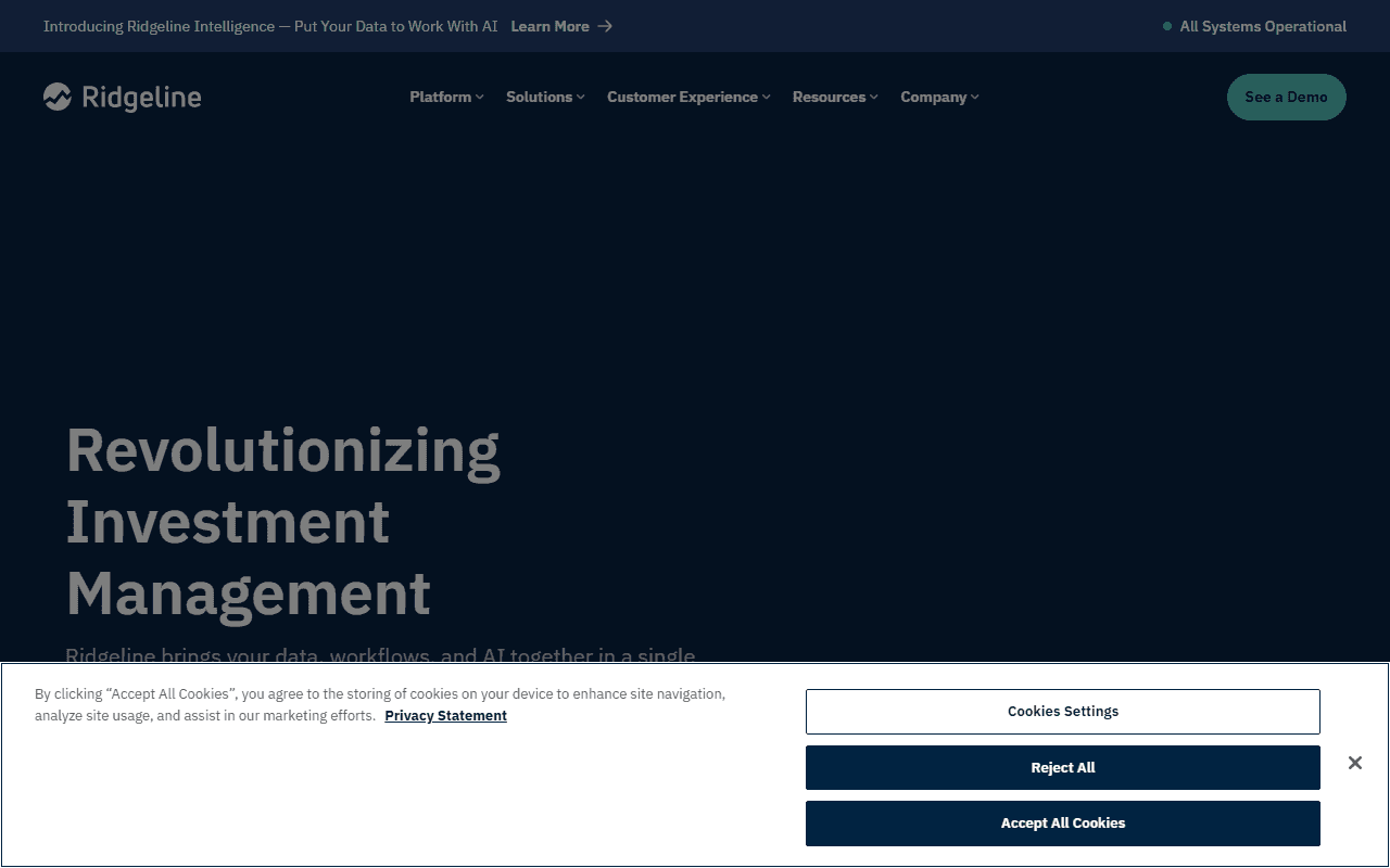 Ridgeline sponsor landing page advertised on Invest Like the Best with Patrick O'Shaughnessy