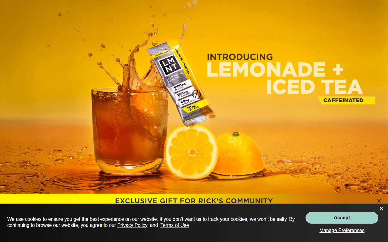 LMNT Electrolytes sponsor landing page advertised on Tetragrammaton with Rick Rubin